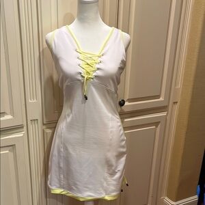 Inphorm White and Yellow Lace-Up Tennis Dress